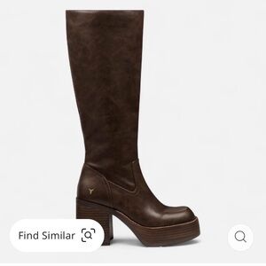 Windsorsmith Womens Oak Brown Faux Leather Knee-High Platform Heel Boots - Niche